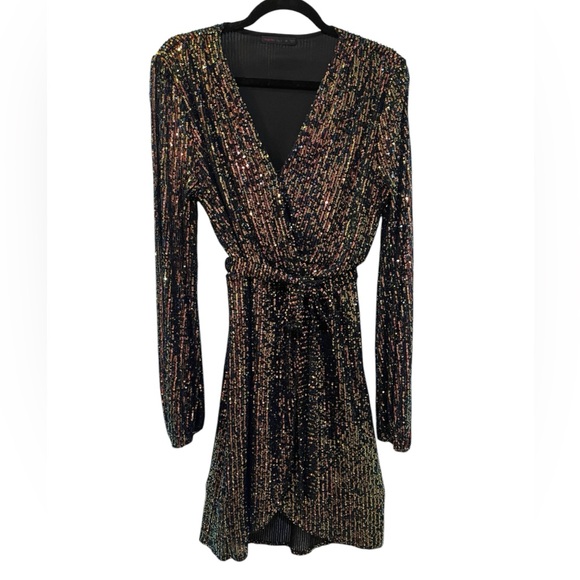 Fraiche Dazzling Long Sleeve Party Dress medium EUC - Picture 1 of 7